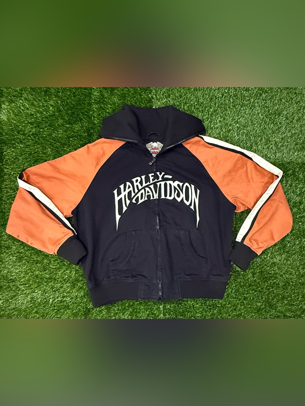 Vintage Harley Davidson Women’s Color block Full Zip Jacket Hoodie